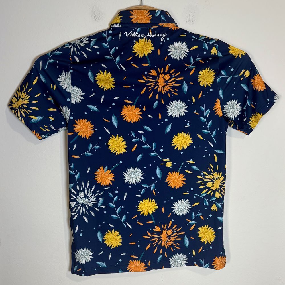 William Murray Mums Floral Golf Polo Shirt Short Sleeve Colorful Size Small - Picture 5 of 7